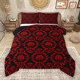 thumbnail image 1 of Manfei Black Red Damask Queen Comforter Set for Female, Mystic Western Tribal Bedding Sets, Vintage Bohemian Floral Reversible Bedding Comforter Set, Luxury Bedroom Decor, 3-Piece, 1 of 8