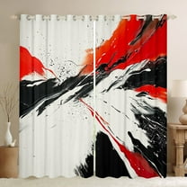 Manfei Black Red Watercolor Black Out Curtains, Modern Artwork Curtains Pack of 2 (42x63 Each), Teen Kid Adult Bedroom Curtains, Curtains and Drapes Home Decor