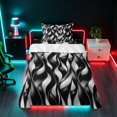 thumbnail image 1 of Manfei Black Silver Twin Sheets, Gradient Wave Striped Bedding, Black Reversible 3pcs1 Flat Sheet + 1 Fitted Sheet + 1 Pillowcase, 1 of 6