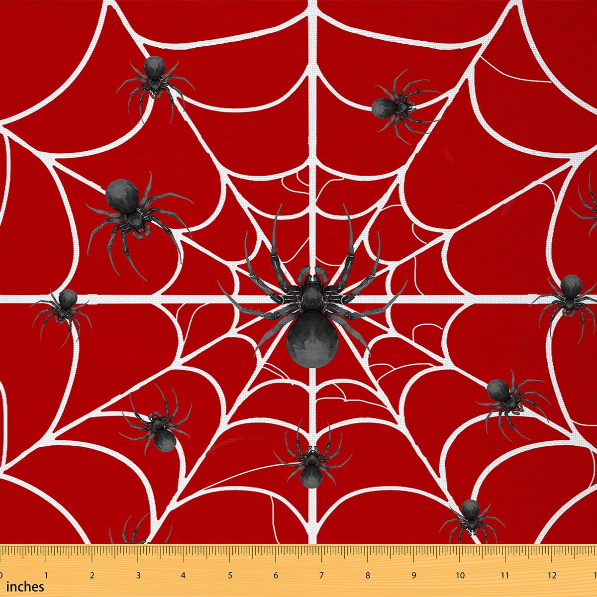 Manfei Black Spider Print Fabric by the Yard (1 Yard), White Spider Web ...