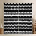 thumbnail image 1 of Manfei Black White Black Out Curtains, Geometric Stripe Curtains Pack of 2 (42x63 Each), Modern Minimalsit Bedroom Curtains, Luxury Room Decor, 1 of 6