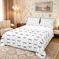 thumbnail image 1 of Manfei Black White Bows Print Bed Sheets for Girls, Elegant Ribbon Bows King Sheets, 4 Pieces, 1 of 5