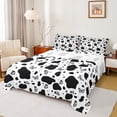 thumbnail image 1 of Manfei Black White Cow Print Queen Sheet Sets, Kawaii Cartoon Butterfly Flat Sheet, Kawaii Cute Animal Queen Fitted Sheet, Lightweight Room Decor, 4pcs, 1 of 7