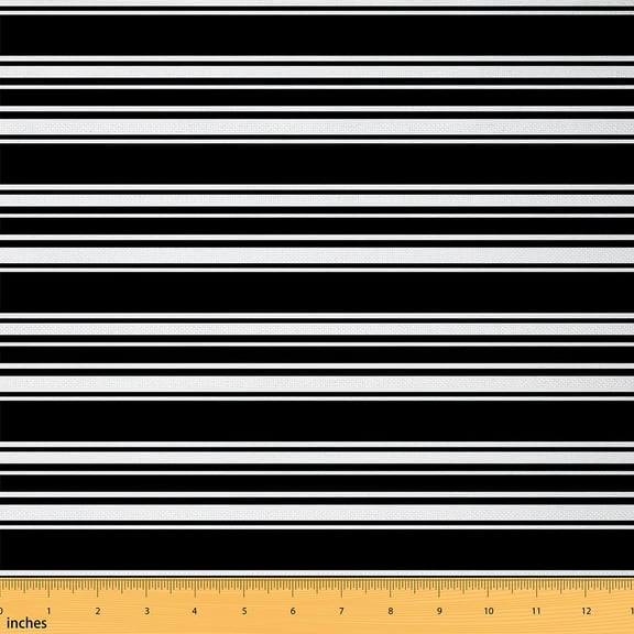 Manfei Black White Fabric by the Yard 1 Yard, Geometric Stripe Sewing Fabric, Modern Minimalsit Room Decor Fabric by the Yard, Lightweight Room Decor