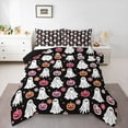 thumbnail image 1 of Manfei Black White Ghost Bedding Comforter Set, Gothic Happy Halloween Twin Comforter Sets, Cartoon Pumpkin Reversible Bedding Set, Lightweight Room Decor, 2-Piece, 1 of 8