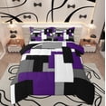 thumbnail image 1 of Manfei Black White Gray Purple Bedding Comforter Set, Geometric Checkered Twin Comforter Sets, Abstract Aesthetic Bedding Set, Breathable Room Decor, Reversible 2-Piece, 1 of 8