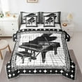 thumbnail image 1 of Manfei Black White Piano Bedding Comforter Set 7pcs, Pop Music Melody Queen Bedding Sets, Teen Boy Girl Kid Queen Sheet Sets, Ultra Soft Home Decor, 1 of 7