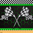 thumbnail image 1 of Manfei Black White Racing Flag Fabric by the Yard (5 Yards), Neon Green Honeycomb Decorative Fabric by the Yard, Race Car Theme Sewing & Crafting Fabric, 1 of 6