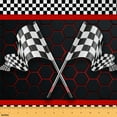 thumbnail image 1 of Manfei Black White Racing Flag Sewing & Crafting Fabric (1 Yard), Neon Red Honeycomb Home Decor Fabric by the Yard, Race Car Theme DIY Fabric, 1 of 6