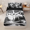 thumbnail image 1 of Manfei Black Wolf Zipper Full Size Comforter Sets with Fitted Sheet and 2 Pillowcases，Jungle Animal Print Zipper Bedding Set,Black Reversible,4pcs, 1 of 8