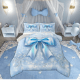 thumbnail image 1 of Manfei Bling Blue Bowknot Queen Comforter Set for Kids, Diamond Floral Print Bedding Sets, Princess Bow Style Reversible Bedding Comforter Set, Luxury Bedroom Decor, 3 Pieces, 1 of 8