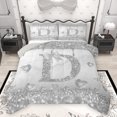 thumbnail image 1 of Manfei Bling Monogrammed D Queen Comforter Set for Girl, Grey Fashion Watercolor Marble Bedding Sets, Chic Sequin Print Reversible Bedding Comforter Set, Ultra Soft Bedroom Decor, 3-Piece, 1 of 8
