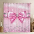 thumbnail image 1 of Manfei Bling Pink Bowknot Black Out Curtains for Kids, Diamond Floral Print Curtains Pack of 2 (42x63 Each), Princess Bow Style Bedroom Curtains, Curtains and Drapes Decor, 1 of 6