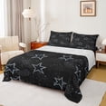 thumbnail image 1 of Manfei Bling Star Print Bed Sheets King, Black Blue King Sheet Sets, Cartoon Theme Bedding Sets King Size, Microfiber Bedroom Decoration, 4-Piece, 1 of 7