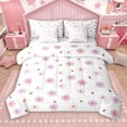 thumbnail image 1 of Manfei Blossoms Floral Leaf 7-Piece Bedding Comforter Set, Pink Plum Flower King Bedding Sets, Teens Kids Boys Girls Reversible Bed Sheets, Breathable Home Decor, 1 of 8
