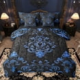 thumbnail image 1 of Manfei Blue Baroque Damask 7 Pieces Bed in a Bag Queen Size, Hippie Flower Floral Bed Set, Vintage Victorian Bed Sheets Setp with Comforter, Breathable Bedroom Decorative, 1 of 6