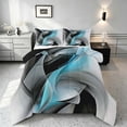 thumbnail image 1 of Manfei Blue Black and Gray Full Size Comforter Sets, Modern Abstract Artwork, Black Reversible 3 Pieces, 1 Comforter and 2 Pillowcases, 1 of 6