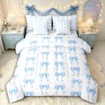 thumbnail image 1 of Manfei Blue Bow Bedding Comforter Set 7-Piece,Kids Cartoon Stars Pattern King Bedding Sets, 1 of 7