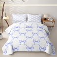 thumbnail image 1 of Manfei Blue Bow Quilt King for Girls, Fashion Bowknot Style King Coverlet Set, 1 of 7