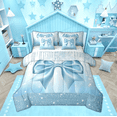 thumbnail image 1 of Manfei Blue Bowknot Bedding Comforter Set 7 Pieces, Glitter Stars Print Full Bedding Set, 1 of 7