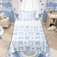 thumbnail image 1 of Manfei Blue Bowknot Twin Sheet Sets for Boys Girls, Cute Love HeartBedding, 3 Pieces, 1 of 5