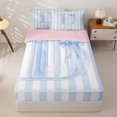 thumbnail image 1 of Manfei Blue Bowtie Monogrammed Print D Zipper Queen Comforter Set with Fitted Sheet and 2 Pillowcases,Geometric Stripes Pattern Zipper Bedding Set,Pink Reversible,4 Pieces, 1 of 7