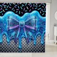 thumbnail image 1 of Manfei Blue Bowtie Print Shower Curtain 72Wx84L,Grid Drip Art Bathroom Shower Curtain, 1 of 5