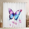 thumbnail image 1 of Manfei Blue Butterfly Print Black Out Curtains, Romantic Floral Flower Curtains Pack of 2 (42x63 Each), Cartoon Dreamy Animal Bedroom Curtains, Curtains Blackout Room Decor, 1 of 6