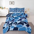 thumbnail image 1 of Manfei Blue Camouflage Full Size Comforter Sets, Square Geometric Bedding Comforter Set, Cartoon Cartoon Reversible Bedding Sets, Luxury Bedroom Decor, 3 Pieces, 1 of 8