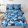 thumbnail image 1 of Manfei Blue Camouflage Twin Bedding Sets 7-Piece, Square Geometric Bedding Comforter Set, Cartoon Cartoon Reversible Sheet Sets, Luxury Bedroom Decor, 1 of 7