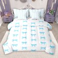 thumbnail image 1 of Manfei Blue Cute Ribbon 7-Piece Bedding Comforter Set, Dreamy Cartoon Bowknot Bow King Bedding Sets, Teens Kids Boys Girls Reversible Bed Sheets, Lightweight Room Decor, 1 of 8