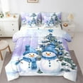 thumbnail image 1 of Manfei Blue Cute Snowman Bedding Comforter Set 7-Piece, Merry Christmas King Bedding Sets, Teens Boys Girls Kids Reversible Bed Sheets, Microfiber Bedroom Decor, 1 of 7