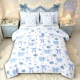 thumbnail image 1 of Manfei Blue Daisy Bowtie Twin Bedding Sets 7-Piece for Teens Girls,Kids Chic Flowers Bedding Comforter Set,Lightweight Room Decor, 1 of 7