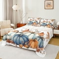 thumbnail image 1 of Manfei Blue Fall Pumpkin Full Size Sheets for Teen, Happy Harvest Bed Sheets, Autumn Maple Leaf Sheet Sets, Microfiber Bedroom Decor, 4 Pieces, 1 of 7