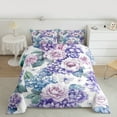 thumbnail image 1 of Manfei Blue Floral Flower Full Size Comforter Sets for Kid, Vintage Elegant Butterfly Bedding Comforter Set, Rustic Farmhouse Bedding Sets, Microfiber Bedroom Decor, 3 Pieces, 1 of 8