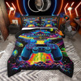 thumbnail image 1 of Manfei Blue Gamepad Queen Comforter Set 3 Pieces, Teen Boys Gaming Bedding Sets, Colorful Planet UFO Bedding Comforter Set, Microfiber Bedroom Decor, 1 of 8