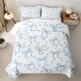 thumbnail image 1 of Manfei Blue Girly Bow Twin Quilt Set For Girls,Cartoon Heart Print Twin Coverlet Set For Kids,2 Pieces, 1 of 7