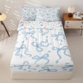 thumbnail image 1 of Manfei Blue Girly Bow Zipper Twin Comforter Sets with Fitted Sheet and 2 Pillowcases For Girls,Cartoon Heart Print Zipper Bedding Set For Kids,Colorful Stars Reversible,4 Pieces, 1 of 7