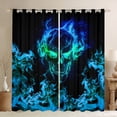 thumbnail image 1 of Manfei Blue Gothic Skull Curtains Pack of 2 (42x84), Horror Halloween Black Out Curtains, Teens Boys Girls Blackout Curtains for Bedroom, Window Treatments Bedroom Decor, 1 of 6