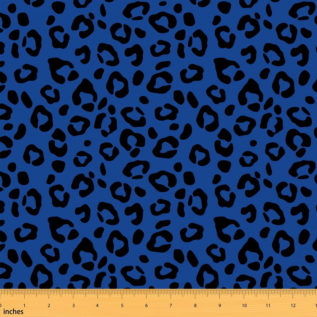 Manfei Blue Leopard Print Fabric by the Yard 5 Yards, Black Cheetah ...