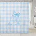 thumbnail image 1 of Manfei Blue Monogrammed A Design Shower Curtain 72Wx72L,Geometric Grid Print Bathroom Curtain, 1 of 5
