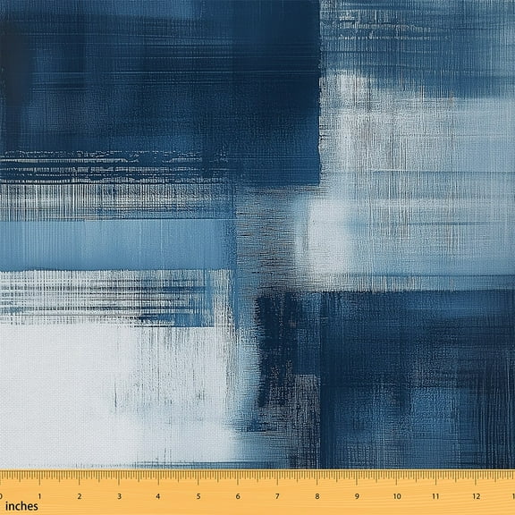 Manfei Blue Ombre Sewing & Crafting Fabric (3 Yards), Abstract Oil Painting Home Decor Fabric by the Yard, Gradient Watercolor Fabric by the Yard, Luxury Bedroom Decorative