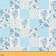 Manfei Blue Patchwork Floral Fabric by the Yard 2 Yards, Sky Square ...