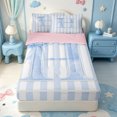 thumbnail image 1 of Manfei Blue Personalized Initial H Zipper Queen Comforter Set with Fitted Sheet and 2 Pillowcases,Abstract Geometric Stripes Zipper Bedding Set,Pink Reversible,4-Piece, 1 of 7