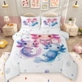 thumbnail image 1 of Manfei Blue Pink Axolotl Queen Comforter Set for Kids, Kawaii Cartoon Animal Bedding Sets, Chic Watercolor Reversible Bedding Comforter Set, Lightweight Room Decor, 3pcs, 1 of 8