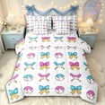 thumbnail image 1 of Manfei Blue Pink Ice Cream Drip Bedding Comforter Set 7pcs for Kids Teens,Boys Girls Sport Baseball Bowknot Queen Bedding Sets,Ultra Soft Home Decor, 1 of 7