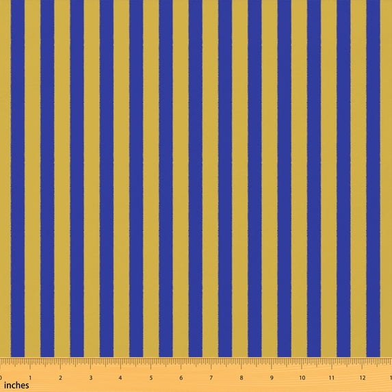 Text Tile Material Manfei Blue Pinstripe Fabric by the Yard 1 Yard, Yellow Line Home Decor ...