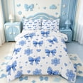 thumbnail image 1 of Manfei Blue Princess Bows Queen Comforter Set,Cartoon Bowtie Pattern Comforter Sets Queen,Reversible,3 Pieces,1 Comforter and 2 Pillowcases, 1 of 7