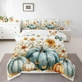 thumbnail image 1 of Manfei Blue Pumpkin Full Size Comforter Sets,Hello Fall Bedding Comforter Set,Country Flower Bedding Sets For Teens,Luxury Bedroom Decor Reversible,3-Piece, 1 of 8