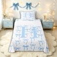thumbnail image 1 of Manfei Blue Ribbon Bow Letter Monogrammed H Twin Sheet Sets 3pcs for Teens Girls,Kids Cartoon Bowknot Polka Dots Bedding,Super Cozy Room Decor, 1 of 5